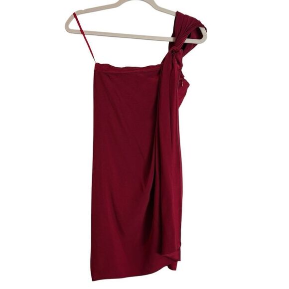 Diane Von Furstenberg Valetta Red Silk Blend Mini Dress One Shoulder Size 2 - Picture 2 of 16